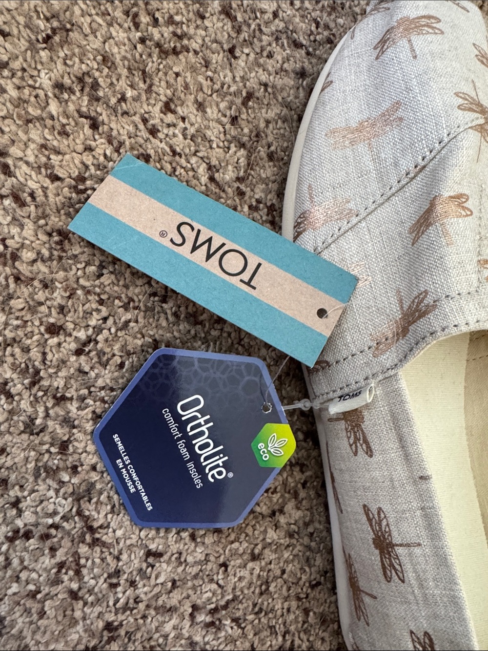 TOMS Beige Dragonfly Canvas Slip-Ons - Picture 3 of 5